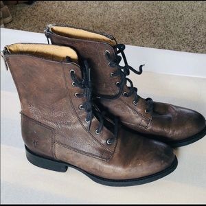 Frye leather combat boots, size 5.5